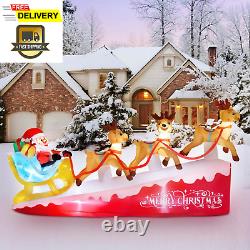 8.9 FT Christmas Inflatable Santa Claus on Sleigh with Three Reindeers, Christma