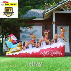 8.9 FT Christmas Inflatable Santa Claus on Sleigh with Three Reindeers, Christma