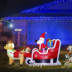 8 FT Christmas Inflatable Outdoor Yard Decor Santa Claus on Sleigh Two Reindeers