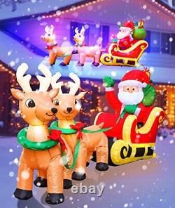 8 FT Long Christmas inflatables Santa on Sleigh with 2 Reindeer Outdoor Chris