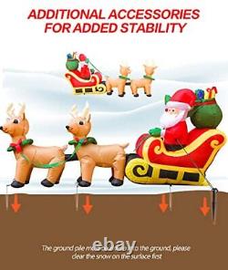 8 FT Long Christmas inflatables Santa on Sleigh with 2 Reindeer Outdoor Chris