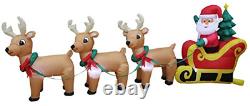 8 Foot Long Christmas Inflatable Santa Claus on Sleigh with 3 Reindeer and Tree