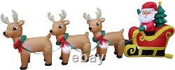 8 Foot Long Christmas Inflatable Santa Claus on Sleigh with 3 Reindeer and Tree