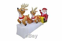 8 Foot Long Christmas Inflatable Santa Claus on Sleigh with Two Flying Reindeer