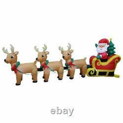 8 Foot Long Santa Sleigh with Reindeer Christmas Inflatable
