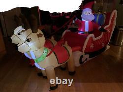 8 Ft Inflatable Christmas Blow Up LED Lighted Santa Sleigh with 2 Reindeer #1
