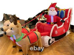 8 Ft Inflatable Christmas Blow Up LED Lighted Santa Sleigh with 2 Reindeer #2