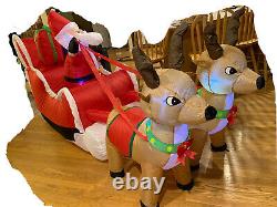 8 Ft Inflatable Christmas Blow Up LED Lighted Santa Sleigh with 2 Reindeer #2