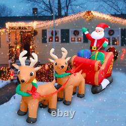 8 Ft LED Inflatable Christmas Reindeer Pull the Sleigh Take Santa Claus Xmas Dec