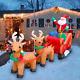 8 Ft Led Inflatable Christmas Reindeer Pull The Sleigh Take Santa Claus Xmas Dec