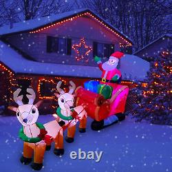 8 Ft LED Inflatable Christmas Reindeer Pull the Sleigh Take Santa Claus Xmas Dec