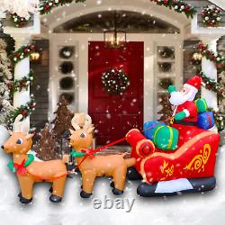 8 Ft LED Inflatable Christmas Reindeer Pull the Sleigh Take Santa Claus Xmas Dec