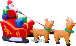 8 Ft LED Inflatable Christmas Reindeer Pull the Sleigh Take Santa Claus Xmas Dec