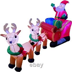 8 Ft LED Inflatable Christmas Reindeer Pull the Sleigh Take Santa Claus Xmas Dec