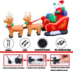 8 Ft LED Inflatable Christmas Reindeer Pull the Sleigh Take Santa Claus Xmas Dec