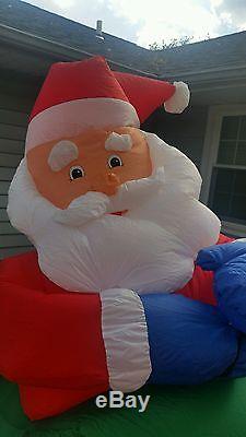 8' Gemmy Holiday Christmas Inflatable Santa withPresents, Sleigh & Reindeer