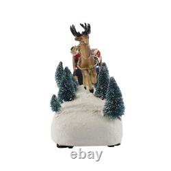 8 LED Santa in Sleigh with Reindeer Christmas Village Accessory Tabletop Decor