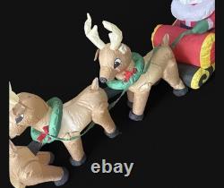 8' Santa Sleigh 3 Reindeer Christmas Inflatable Lighted with Blower Storage Bag