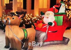 8 ft Wide Inflatable Santa on Sleigh and Reindeer. BNIB, NEVER USED christmas