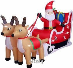 8ft Christmas Inflatable Decorations Outdoor Santa Claus on Sleigh Reindeer LED