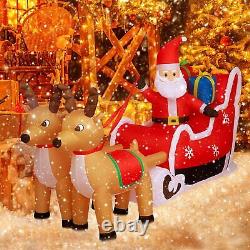 8ft Christmas Inflatable Decorations Outdoor Santa Claus on Sleigh Reindeer LED