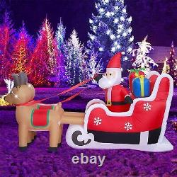 8ft Christmas Inflatable Decorations Outdoor Santa Claus on Sleigh Reindeer LED