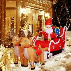 8ft Christmas Inflatable Decorations Outdoor Santa Claus on Sleigh Reindeer LED