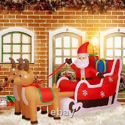 8ft Christmas Inflatable Decorations Outdoor Santa Claus on Sleigh Reindeer LED