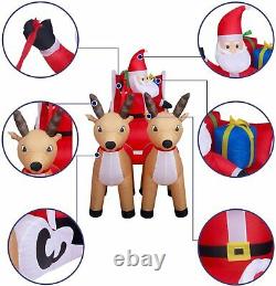 8ft Christmas Inflatable Decorations Outdoor Santa Claus on Sleigh Reindeer LED