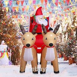 8ft Christmas Inflatable Decorations Outdoor Santa Claus on Sleigh Reindeer LED