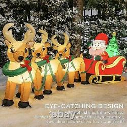 8ft Lighted Inflatable Christmas Decoration Santa Claus Sleigh & Reindeer