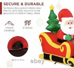 8ft Lighted Inflatable Christmas Decoration Santa Claus Sleigh & Reindeer