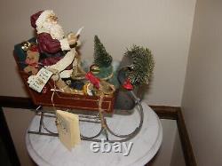 9295 Vintage North Pole Santa Sleigh with reindeer! Christmas in America 1988
