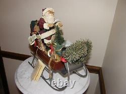 9295 Vintage North Pole Santa Sleigh with reindeer! Christmas in America 1988