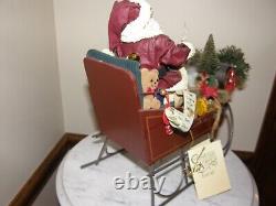9295 Vintage North Pole Santa Sleigh with reindeer! Christmas in America 1988