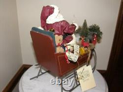 9295 Vintage North Pole Santa Sleigh with reindeer! Christmas in America 1988