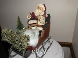9295 Vintage North Pole Santa Sleigh with reindeer! Christmas in America 1988
