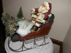 9295 Vintage North Pole Santa Sleigh with reindeer! Christmas in America 1988