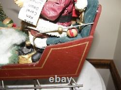 9295 Vintage North Pole Santa Sleigh with reindeer! Christmas in America 1988