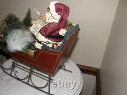 9295 Vintage North Pole Santa Sleigh with reindeer! Christmas in America 1988