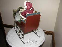 9295 Vintage North Pole Santa Sleigh with reindeer! Christmas in America 1988