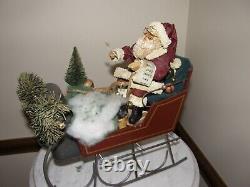 9295 Vintage North Pole Santa Sleigh with reindeer! Christmas in America 1988