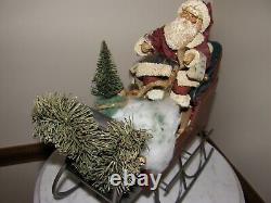9295 Vintage North Pole Santa Sleigh with reindeer! Christmas in America 1988