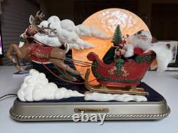 95 Holiday Creations Merry ChristmasSanta Reindeer Sleigh Moon Lights& Music