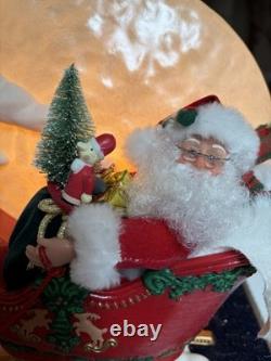 95 Holiday Creations Merry ChristmasSanta Reindeer Sleigh Moon Lights& Music