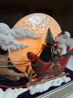 95 Holiday Creations Merry ChristmasSanta Reindeer Sleigh Moon Lights& Music