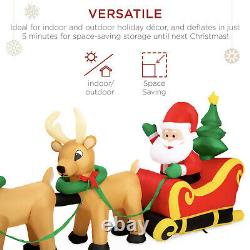 9FT Inflatable Christmas Decoration LED Santa Claus Reindeer Sleigh Yard Decor