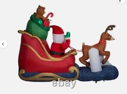 9.5' ANIMATED WAVING SANTA SLEIGH & REINDEER ROCKS CHRISTMAS INFLATABLE WithVIDEO