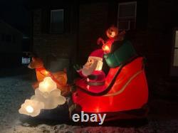 9.5' ANIMATED WAVING SANTA SLEIGH & REINDEER ROCKS CHRISTMAS INFLATABLE WithVIDEO