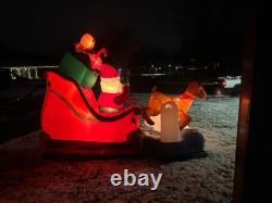 9.5' ANIMATED WAVING SANTA SLEIGH & REINDEER ROCKS CHRISTMAS INFLATABLE WithVIDEO